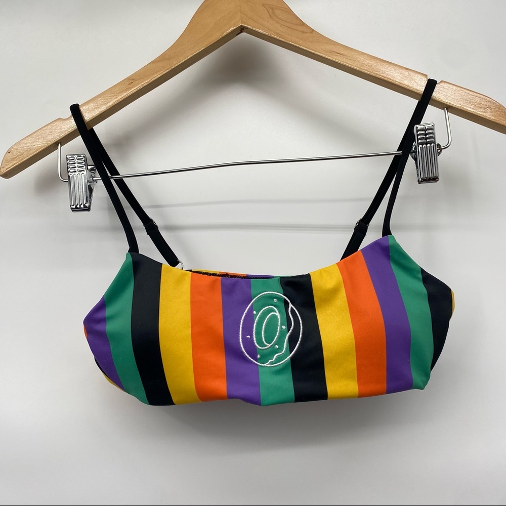 Odd Future Multi-Colored Striped Bandeau Swim Top Size Medium
